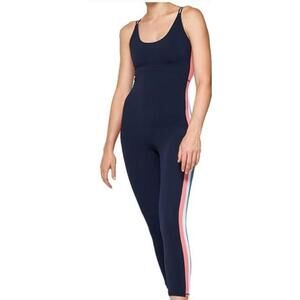 Fourlaps Elevate One-piece Unitard Womens Medium Navy Striped Activewear Workout